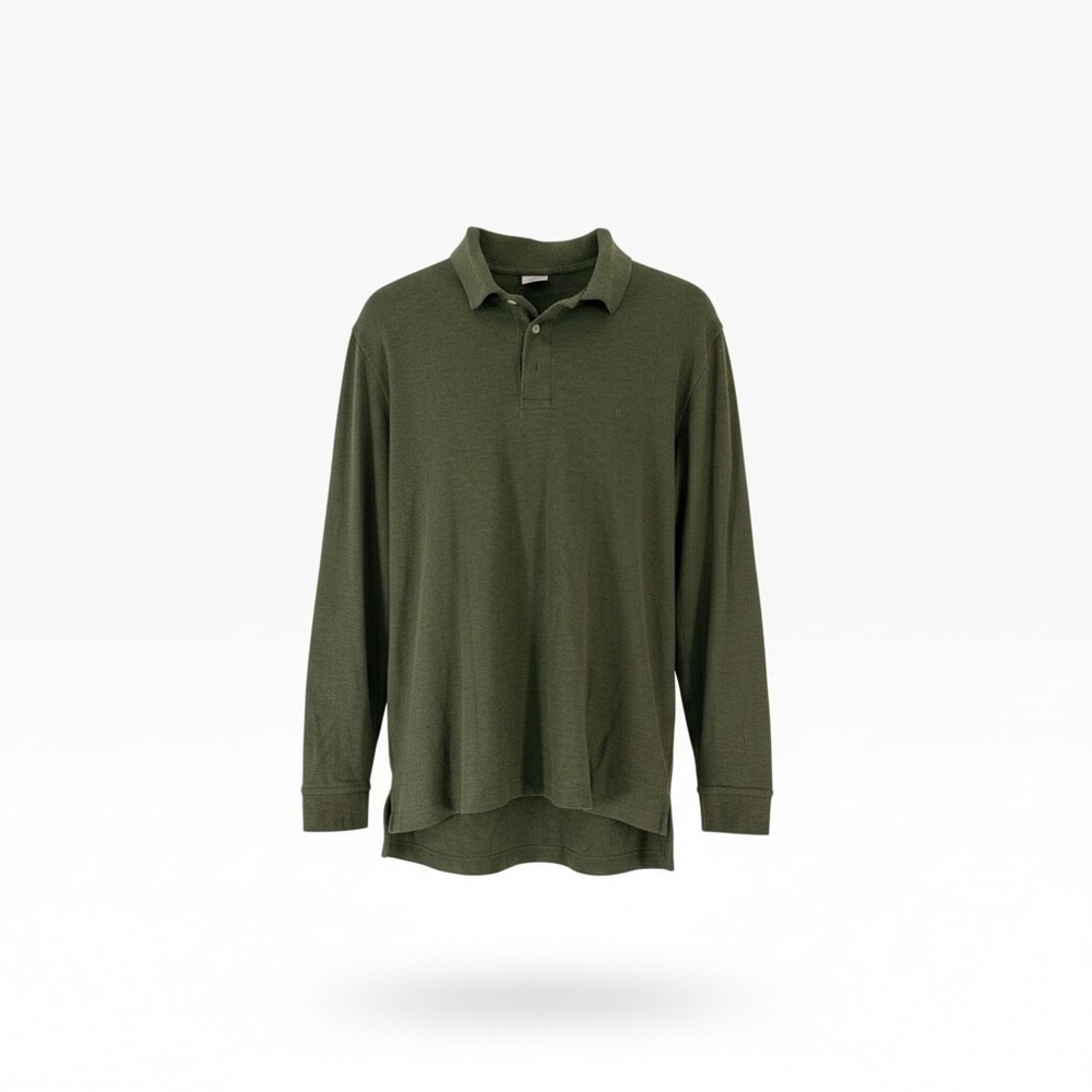 Brooks Brothers Performance Polo Mens Medium Green Long Sleeve Cotton Pique